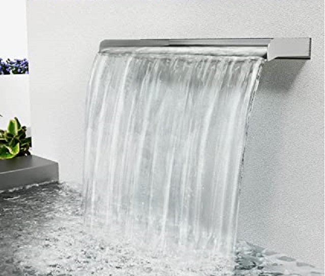 Design moderno cascata fontana piscina Cobra acrilico plexiglass trasparente LED